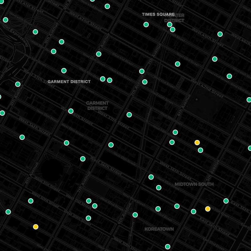 Live fleet map showing MetroMesh units across Midtown Manhattan